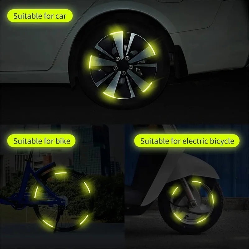 20/40/60 Stuks Auto Wielnaaf Sticker Hoge Reflecterende Streep Tape Voor Motorfiets Auto Nacht Rijveiligheid lichtgevende Universele Sticker