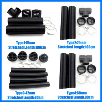 공기 디젤 히터 덕트 파이프 호스 T Y 커넥터 콘센트 세트, 자동차 캠핑 캐러밴용 고온 저항, 42mm, 60mm, 75mm 