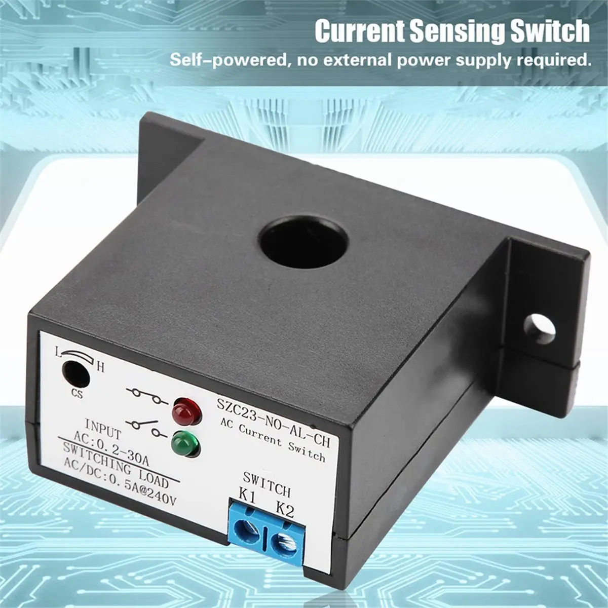 (A99Z] AC Current Sensing Switch SZC23‑No AL‑CH Normally Open Current Sensing Switch Adjustable AC 0.2‑30A SZC23‑No AL‑CH