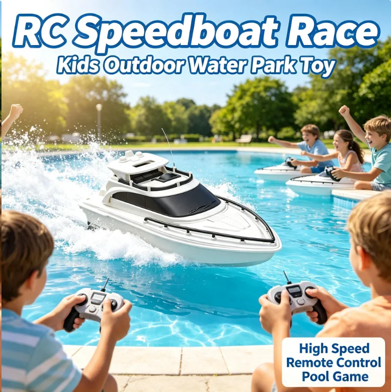 Kids Outdoor Water Park - Электрическая игрушечная лодка с дистанционным управлением,