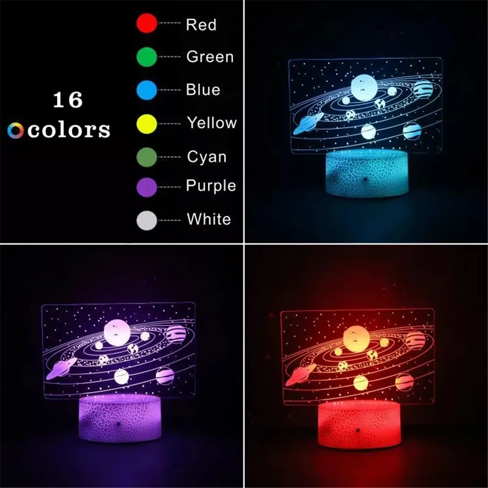 Solar System 3D Optical Illusion Lamp, Universe Space Galaxy Night Light for Kids, Boys and Girls on Birthdays or Holidays Gifts