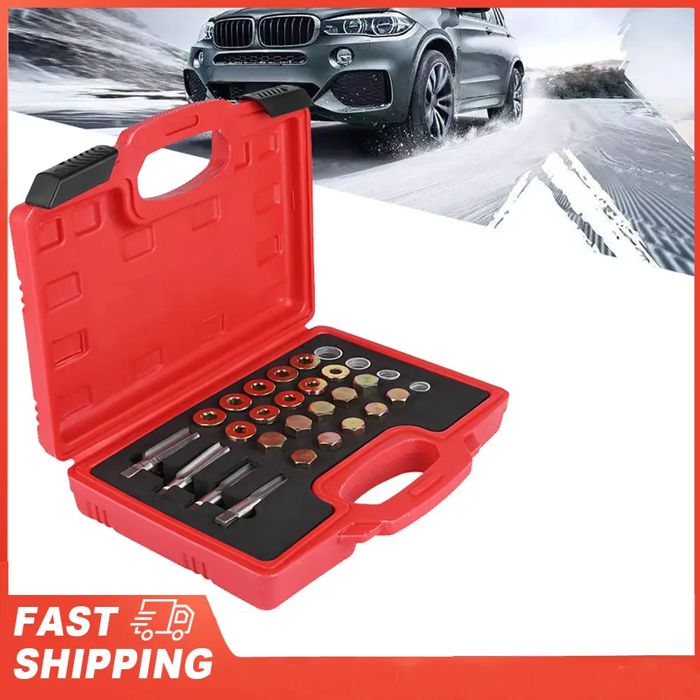 

64Pcs Oil Pan Thread Repair Kit Sump Gearbox Drain Plug Tool Set M115 M17 M20