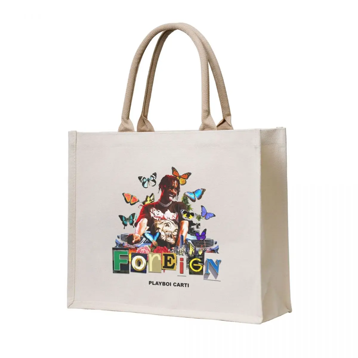 Playboi Carti bolso de mano extranjero bolso de tela bolso de compras de lona para mujer bolsos de señora Shopper