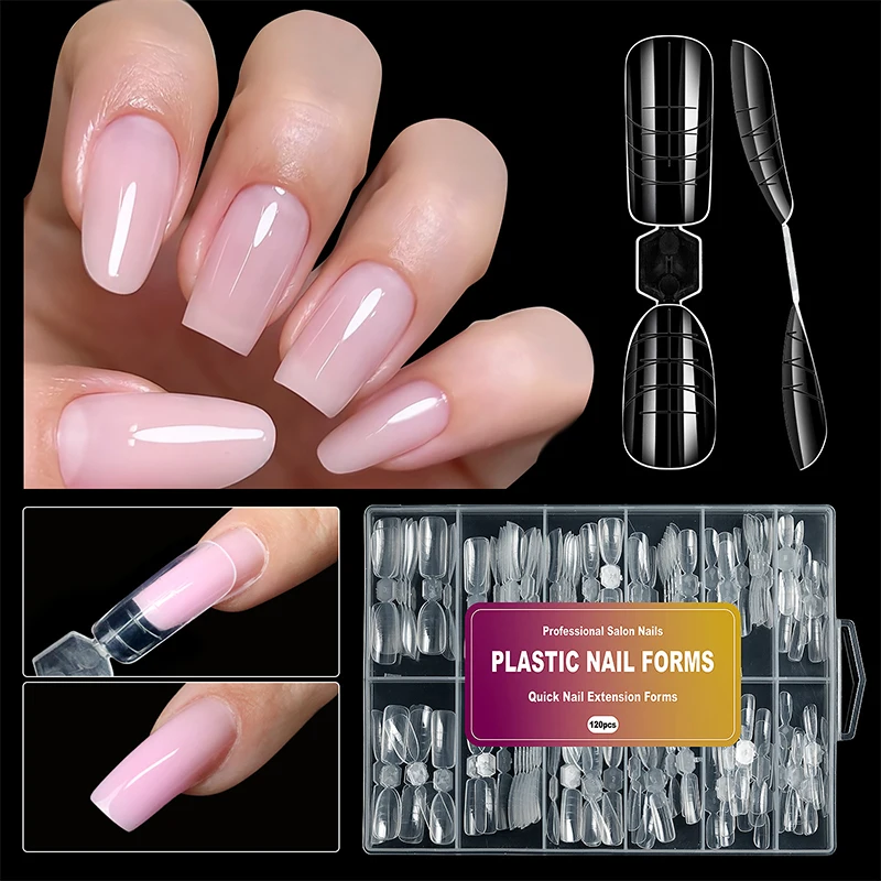 120 stks/doos 2 In 1 Nagel Formulieren Schimmel Gebouw Herbruikbare Nagelverlenging Formulieren Voor Builder Gel Druk Op Nagels Ontwerp Salon DIY Gereedschap
