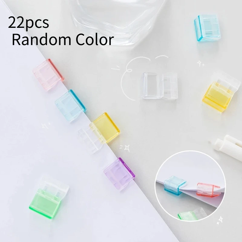 22pcs Random Color Staples Paperclip Mini Color Paper Clip Candy Transparent Metal