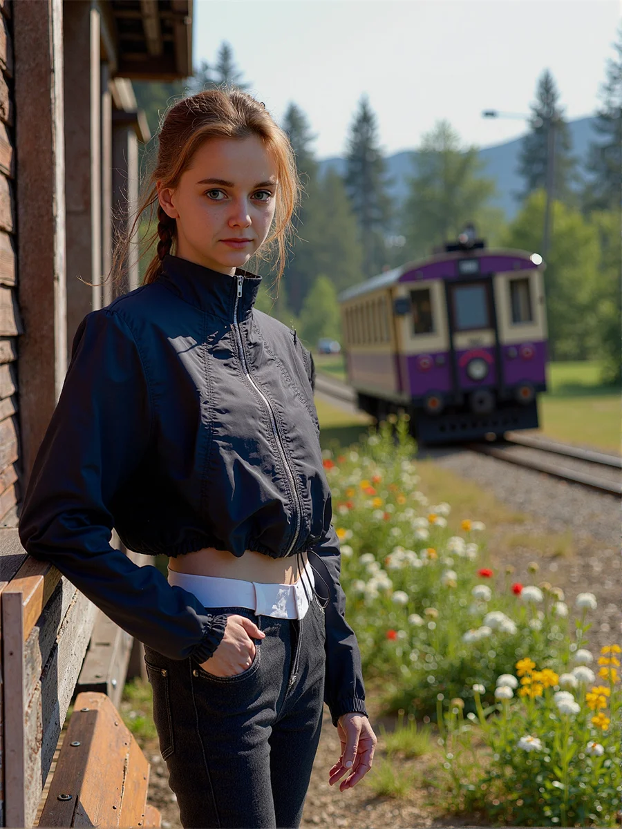 سترات مقصوصة ذات ثنيات وسحاب مزدوجة الجوانب سترة للموسم الجديد للنساء للربيع بقلنسوة واسعة للحفلات أنيقة ومخططة غير لامعة