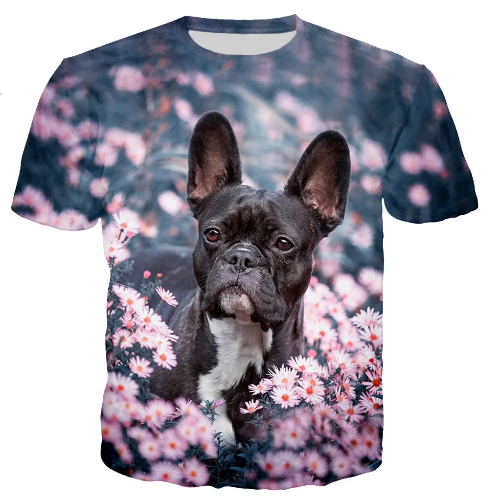 Animal French Bulldog 3D Printed T-shirt Men Women Summer Fashion Casual Short Sleeve Harajuku Streetwear Oversized Tops 6XL