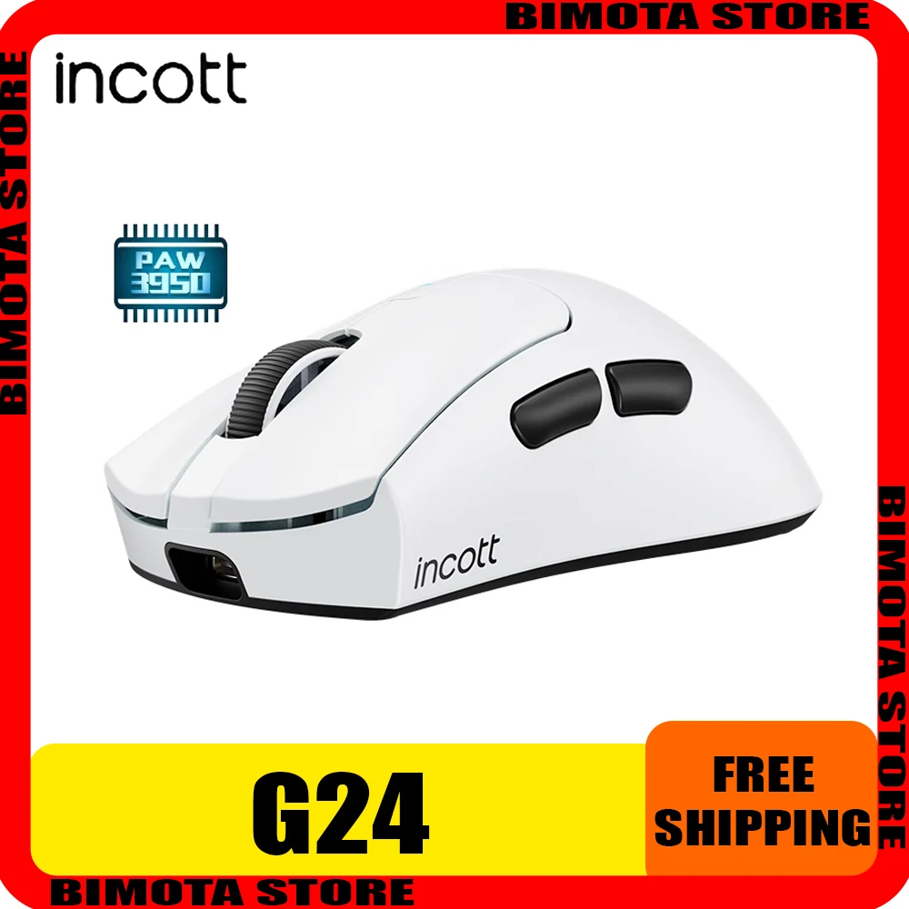 estoque incott g24 pro mouse sem fio 8k modo duplo paw3950 sensor de carga rapida mouse para jogos ergonomia acessorios de ratos personalizados em 01