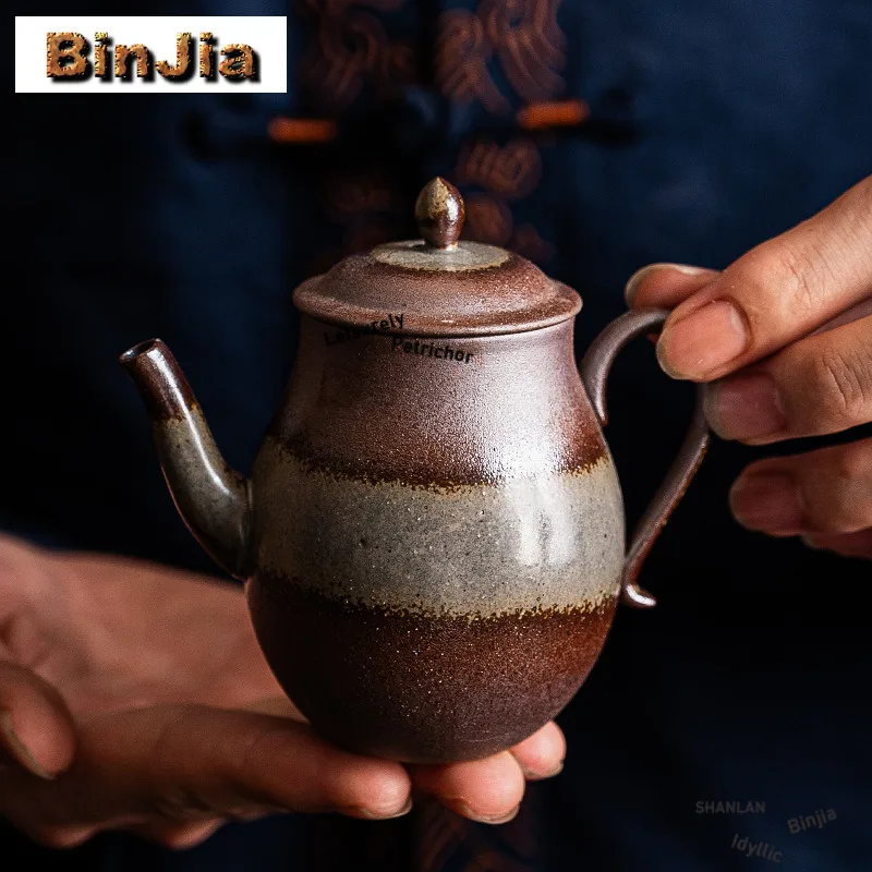 Tetera de cambio de horno con esmalte de agua transparente, tetera creativa para infusión de té, tetera para hacer té con colador, regalo para ceremonia del té Tieguanyin, 150ml