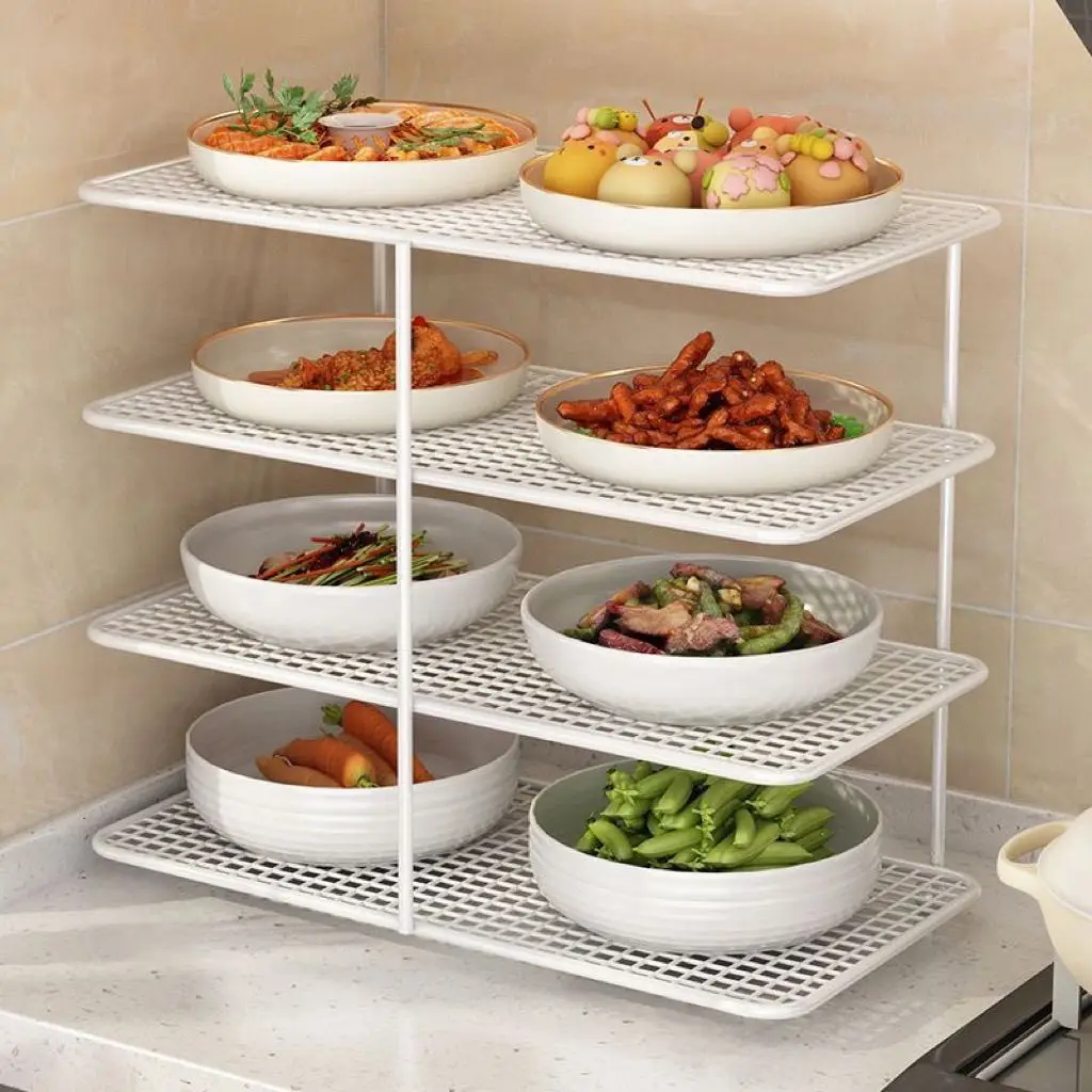 Multi-Layer Kitchen Prep Rack Foldable Vegetable Storage Shelf Dining Table Food Organizer Hot Pot Ingredient Stackable