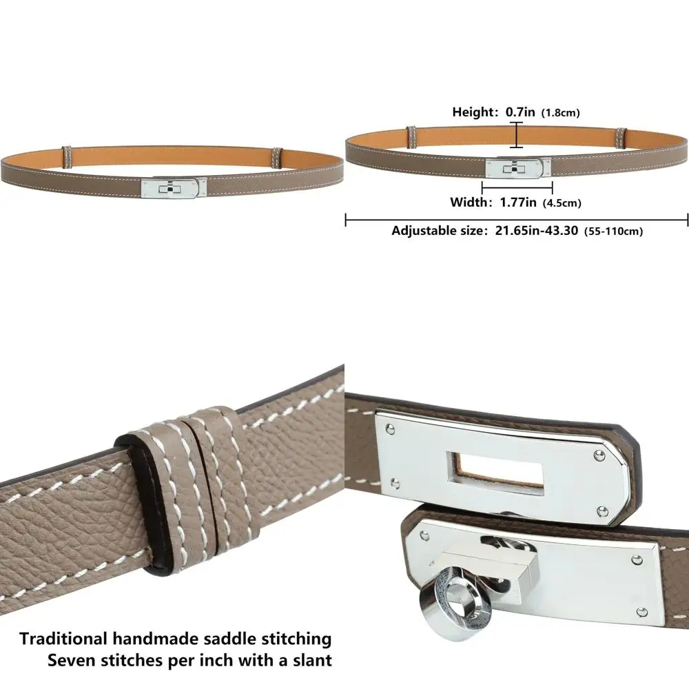 

Adjustable Alloy Turn Lock Skinny Leather Belt for Women - Solid Color, Versatile for Dresses, Jeans, and Coats