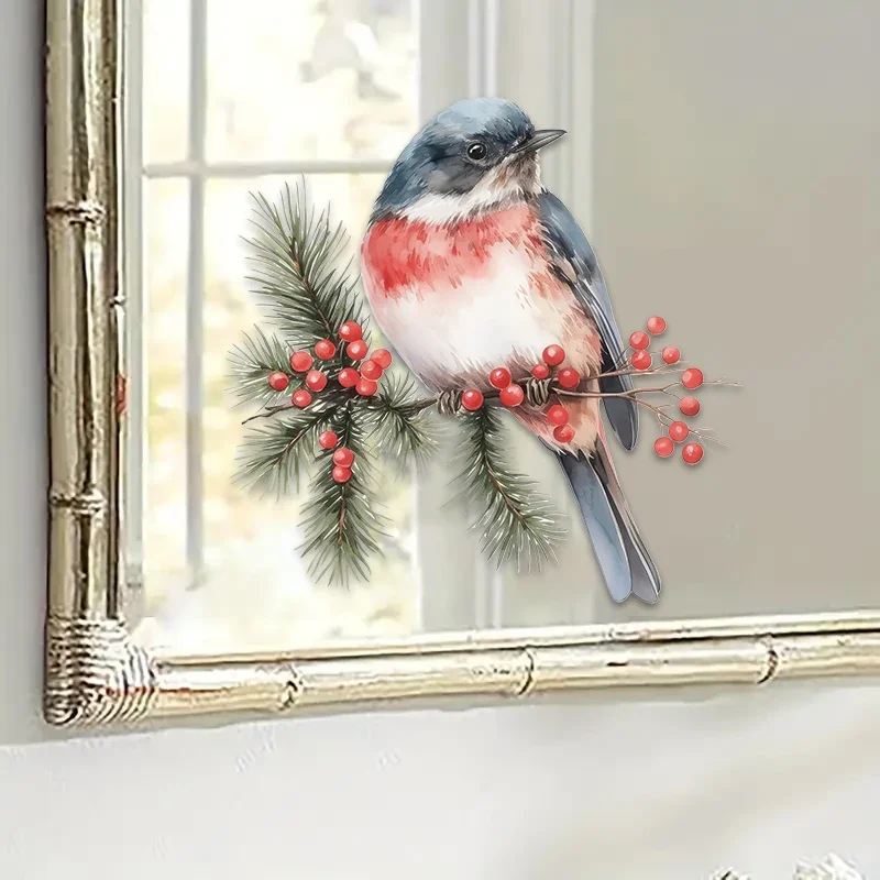 1PC Vogel Fensteraufkleber Wasserdichte Aufkleber für Wand DIY Glastür Kühlschrank Spiegel Universal Weihnachtsdekoration für Wohnzimmer
