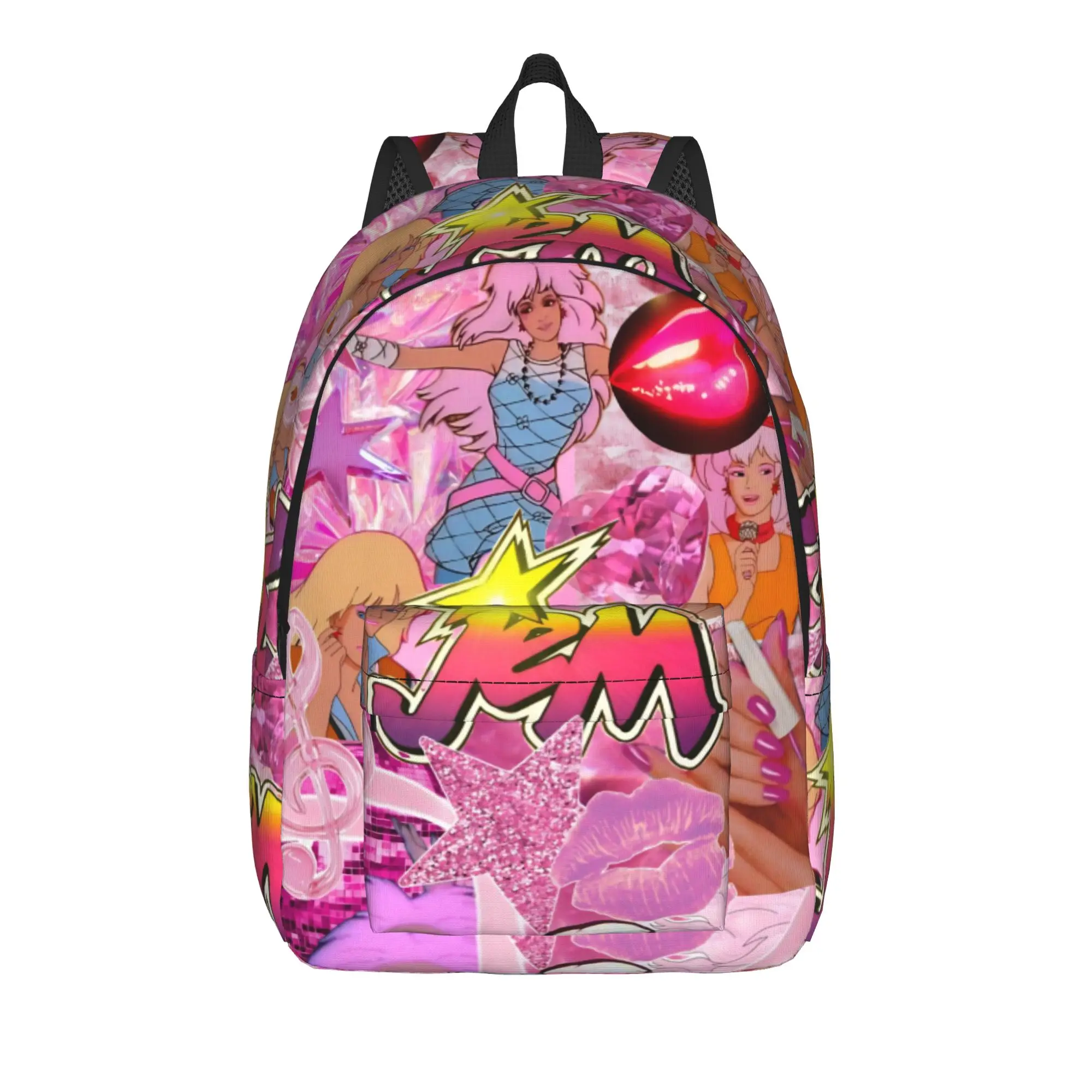 Jem And The Holograms Teenage Backpack Sports Student Work  Daypack for Men Women Laptop Canvas Bags