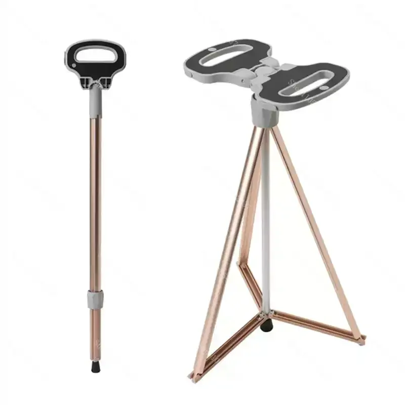 Elderly Crutch Chair Casual Seat Anti Drop Triangular Non Slip Stick Stool Walking Aid