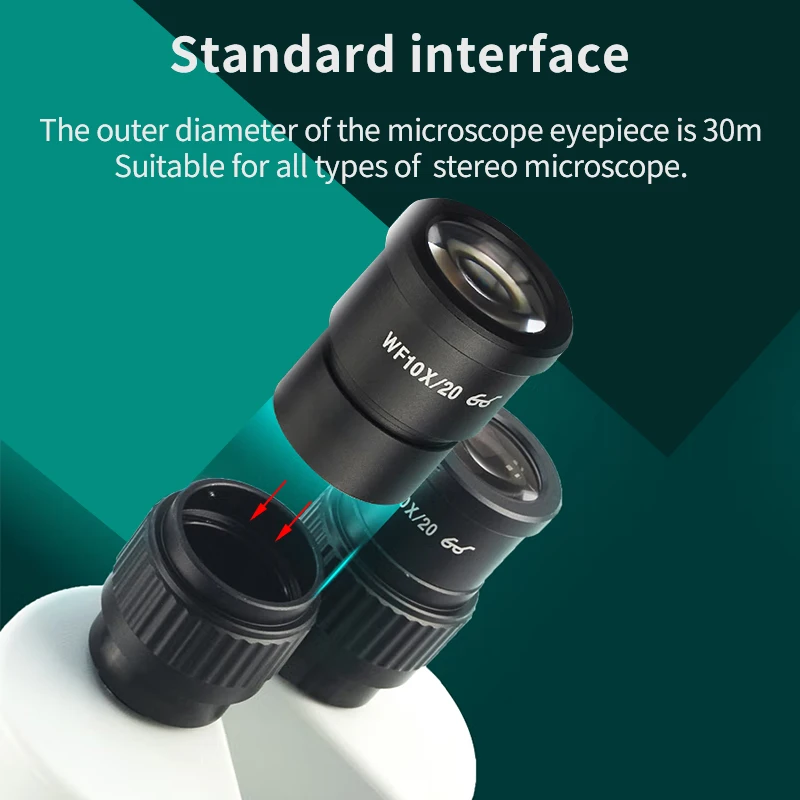 Imagem -02 - Ocular Ocular Alta Angular para Trinocular Binocular Microscópio Estéreo Interface de Instalação Wf5x Wf10x Wf15x Wf20x 30 mm