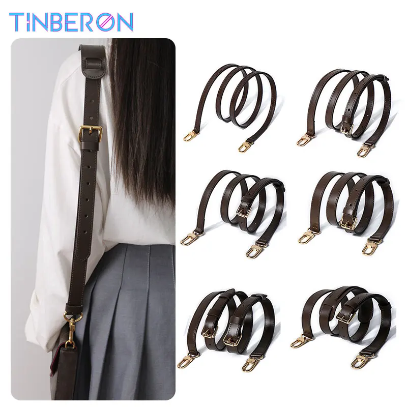 

TINBERON Coffee Shoulder Bag Strap Luxury Shoulder Strap for Bag 100% Genuine Leather Ajustable Crossbody Long Bags Belt Straps