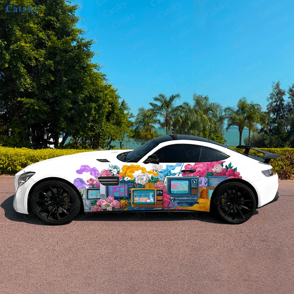 

Vintage Monitor Colorful Car Vinyl Wraps Decal Self-adhesive PVC Sticker Suitable for Trucks SUV Decor Auto Accessories Gift