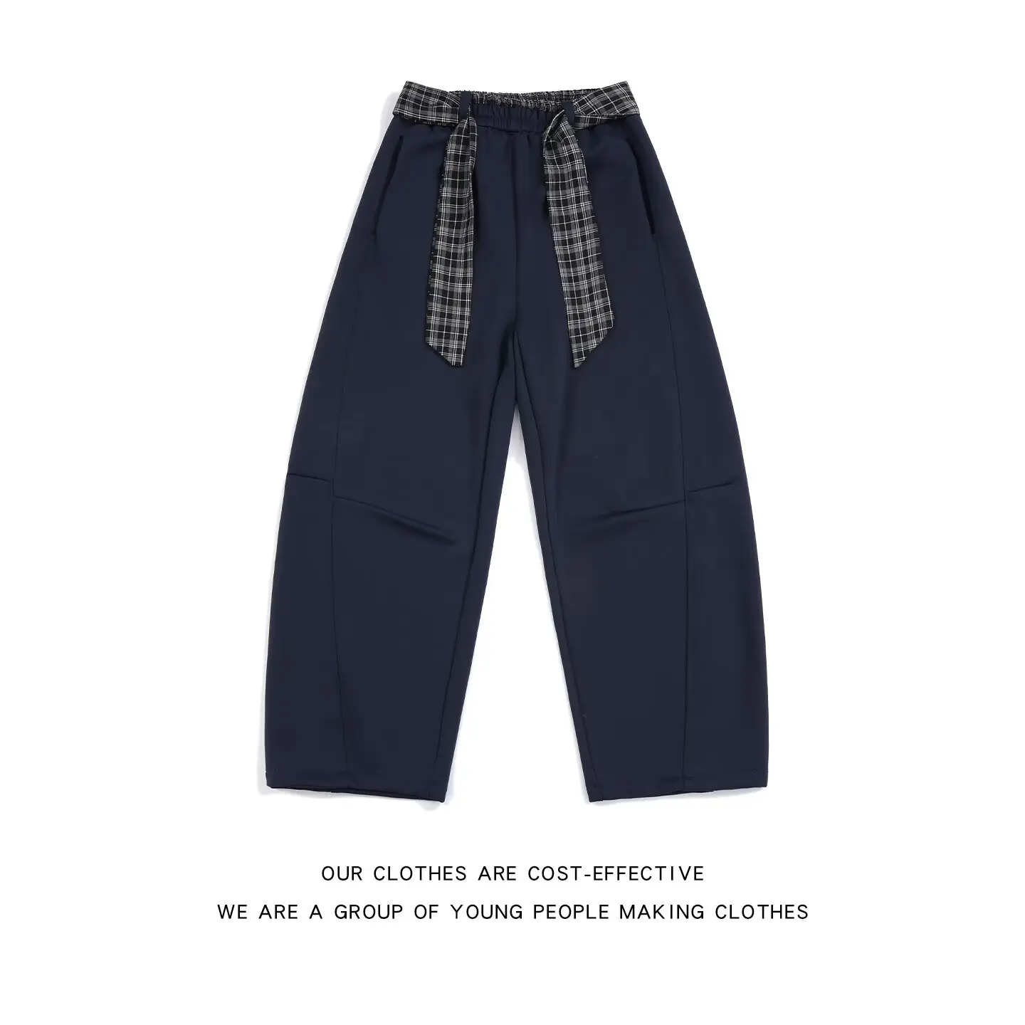 

Мужские повседневные брюки цвета хаки в клетку с поясом, в американском стиле, свободного кроя, широкие, прямые, молодежные, универсальные, с эффектом стройности