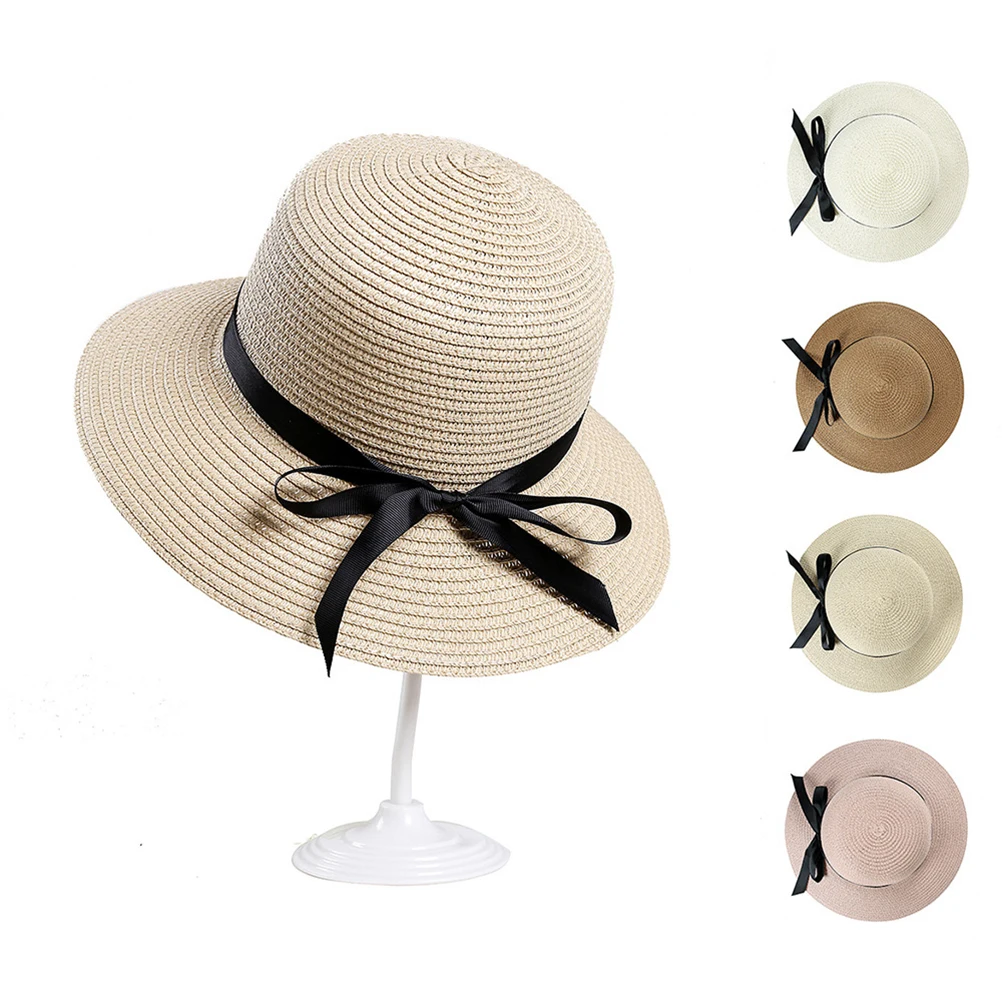 

Woman Straw Hat Bowknot Cap Straw Bow Cap Woman Sun Cap Beautiful Sun Cap Woman Beach Cap