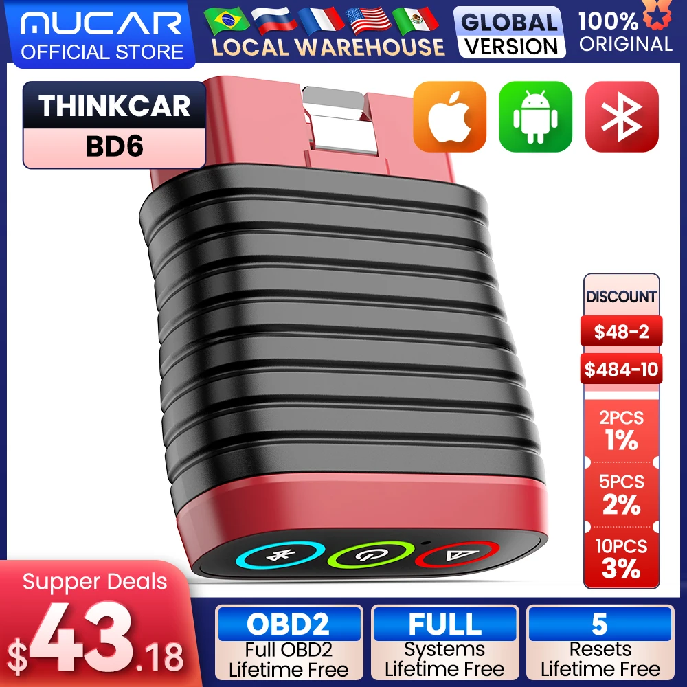 THINKCAR BD6 OBD2 Auto Scanner ABS SRS TCM TPMS Motor Code Reader Auto Diagnose Werkzeug ABS BLEED EPB ETS IMMO Reset Scan Tool