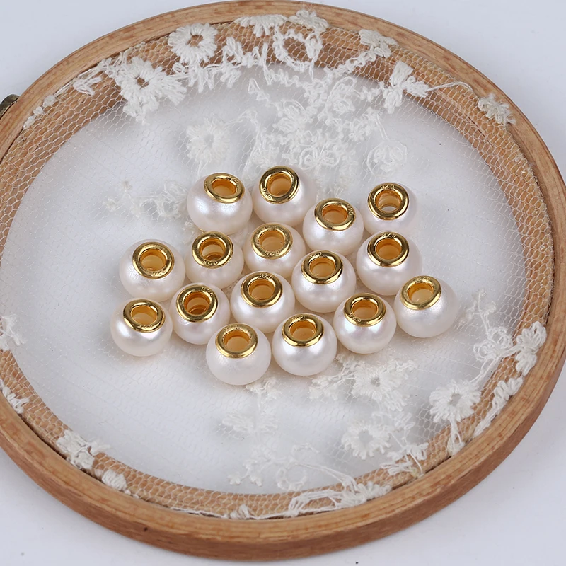 925 Gold Core 11-12mm Freshwater Pearl Beads With Big Hole