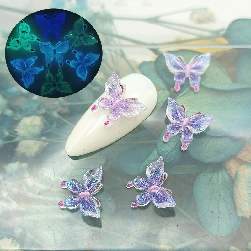 50 Stück Glitzerharz Bunte Mini Kristall Schmetterling Nail Art Flatback Strass Figuren DIY Miniaturen Scrapbook Dekor Handwerk