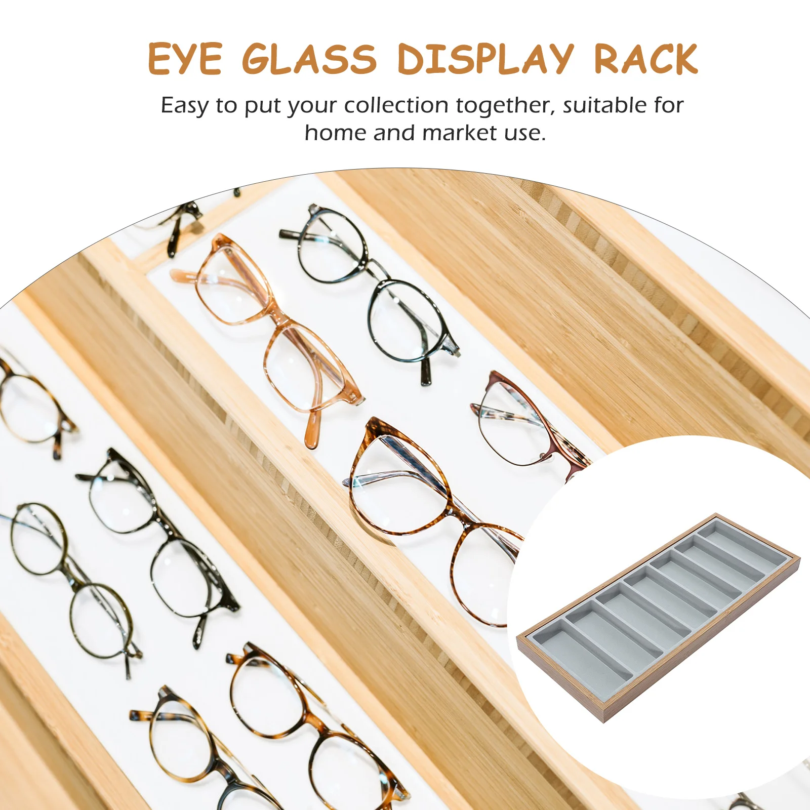 

Glasses Display Tray With 7 Slots, Fabric Lined Sunglasses Storage Case, Jewelry Organizer Rack For Home Market Use, Eye