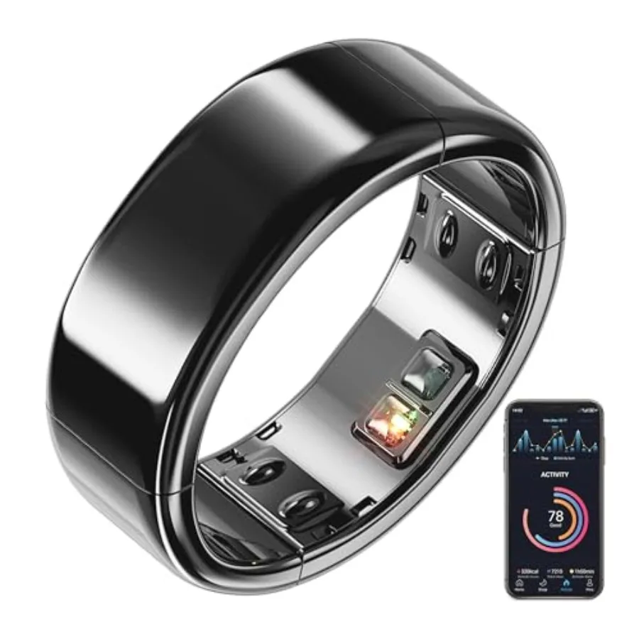

Smart Ring-Adjustable Wearable Ring for Men and Women Blood Oxygen and Blood Pressure Ring No App Subscription Fitness Ring for