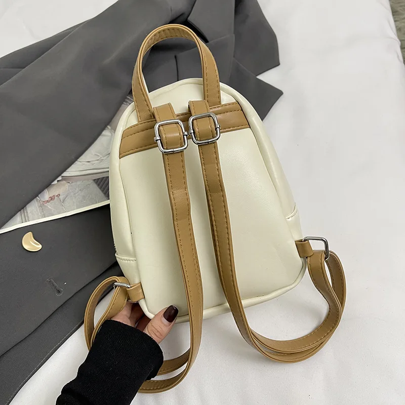 Mini zaino a doppia spalla per donna Borsa quadrata piccola Borse multitasche Zaino color caramello Confezione piccola da viaggio casual Confezione carina