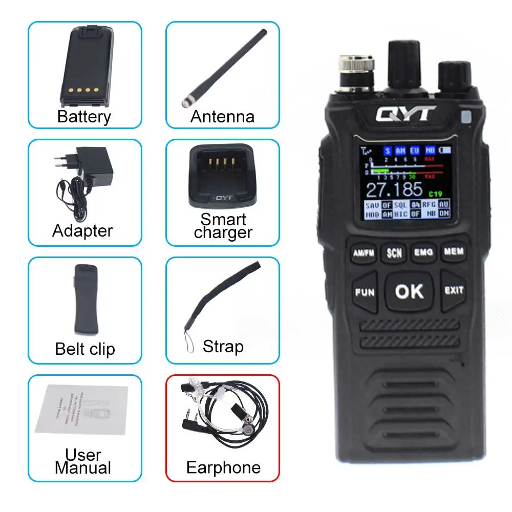 Originele Qyt Cb-58 Cb Radio 4W 4000Mah Draagbare Walkie Talkie 27Mhz 26.965-27.405Mhz 40 Kanaals Fm-Modus Burgerband Radio