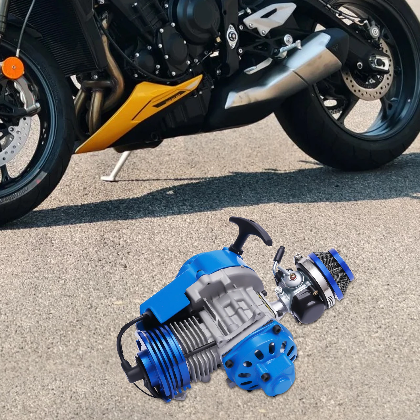 2 Stroke Racing Complete Engine Motor, Single Cylinder Air-Cooled Engine for 47cc 49cc 50cc Dirt Bike Pocket Quad ATV Scooters