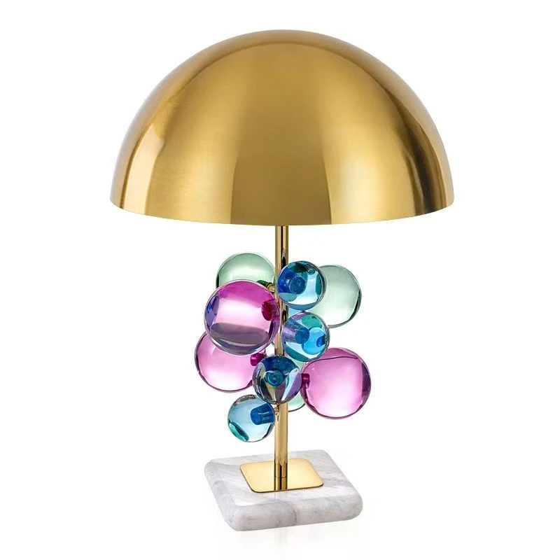 

Luxury Colored Crystal Table Lamp with Marble Base for Bedroom And Study Room Decoration Creative Floor Lamp