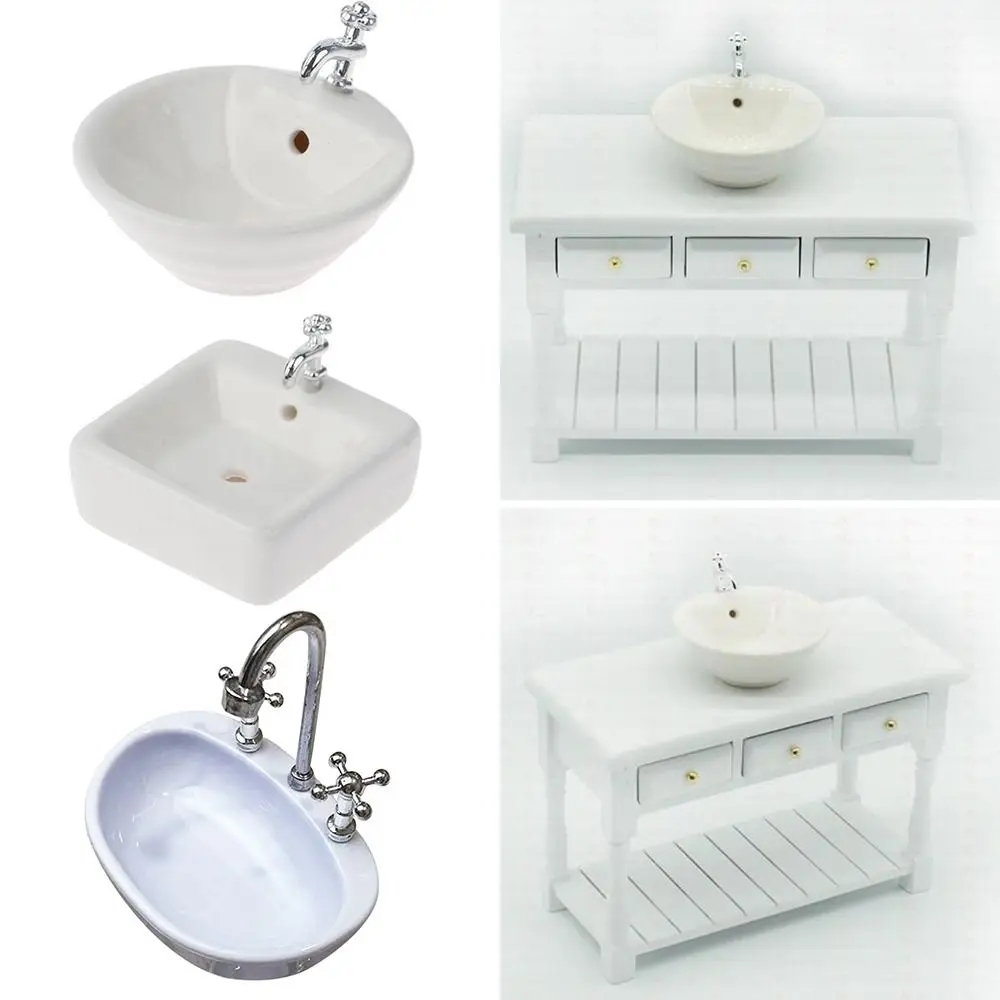 European-style Photography Props Simulation Closestool Miniature Toilet Bathtub Washbasin Dollhouse Bathroom Doll Accessories