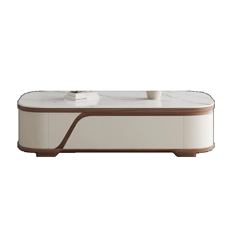 Light Luxury Oval Microcrystalline Stone Coffee Table Modern Minimalist Living Room Stain Resistant Easy Clean Sturdy Home Use