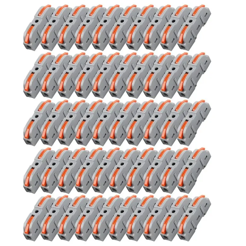 New Arrivals-For Quick Connection Lever Wire Connector 50Pcs 28-12 AWG 1-To-1 In-Line Terminal Splice Insulated Compact