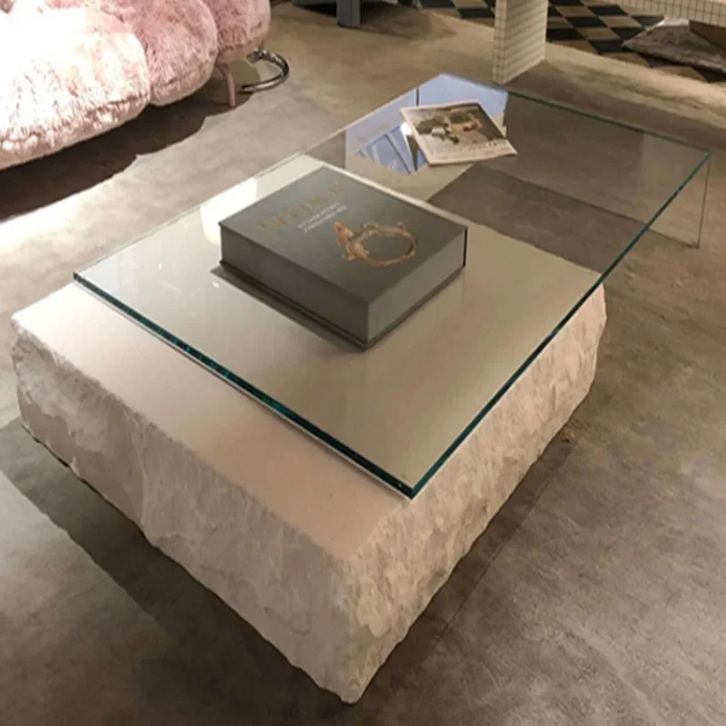 

Minimalist Extendable Coffee Tables Rectangle Glass Unique Floor Tea Table Transparent Low Table Basse Living Room Furniture