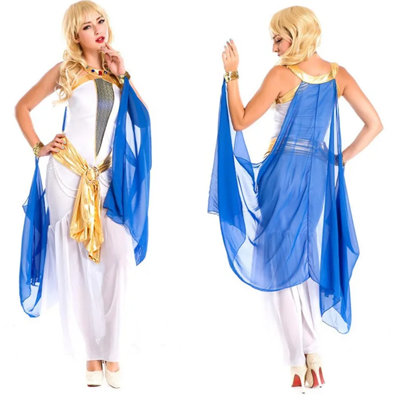 Greek costumes Women's White Sexy Indian Egyptian Goddess Arab Princess Dress Halloween Costumes Cleoptra Queen Cosplay Dress