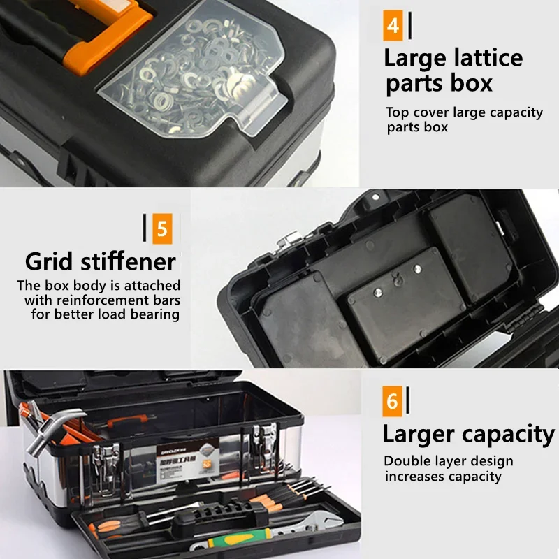 14/17/20-Inch Multi-Size Tool Box Dual Tool Organizer with Handle Multi-Functional Portable Tool Organizer
