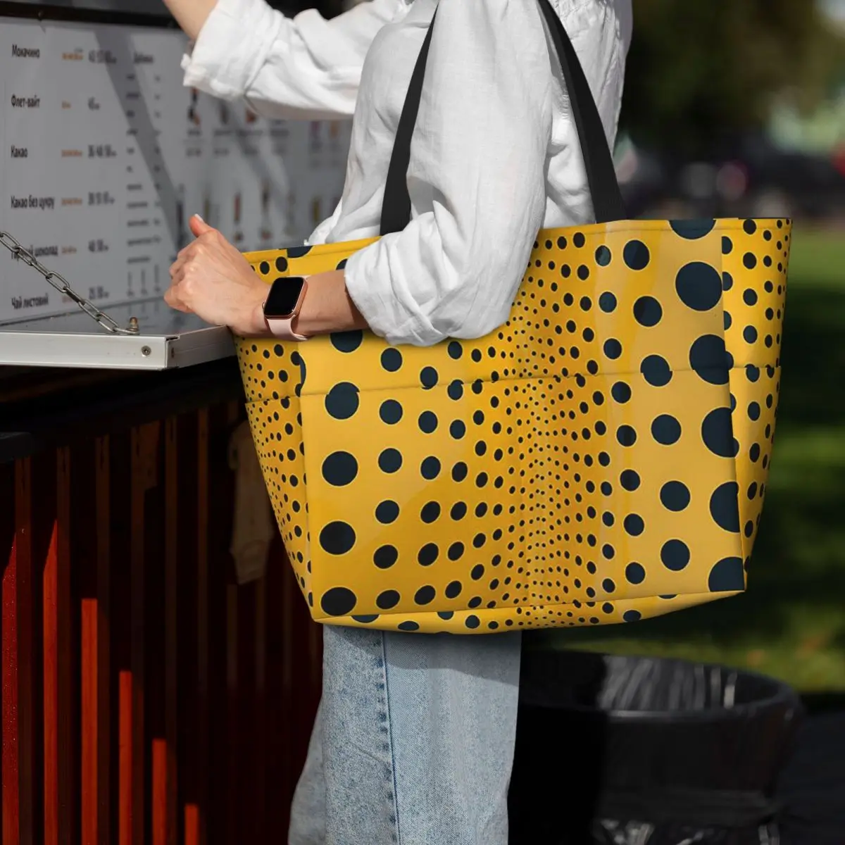 

Yayoi Kusama Abstract Painting Beach Tote Bag Sport Gym Yoga Duffle Large Tote Bag Women Travel Bag Fitness bag