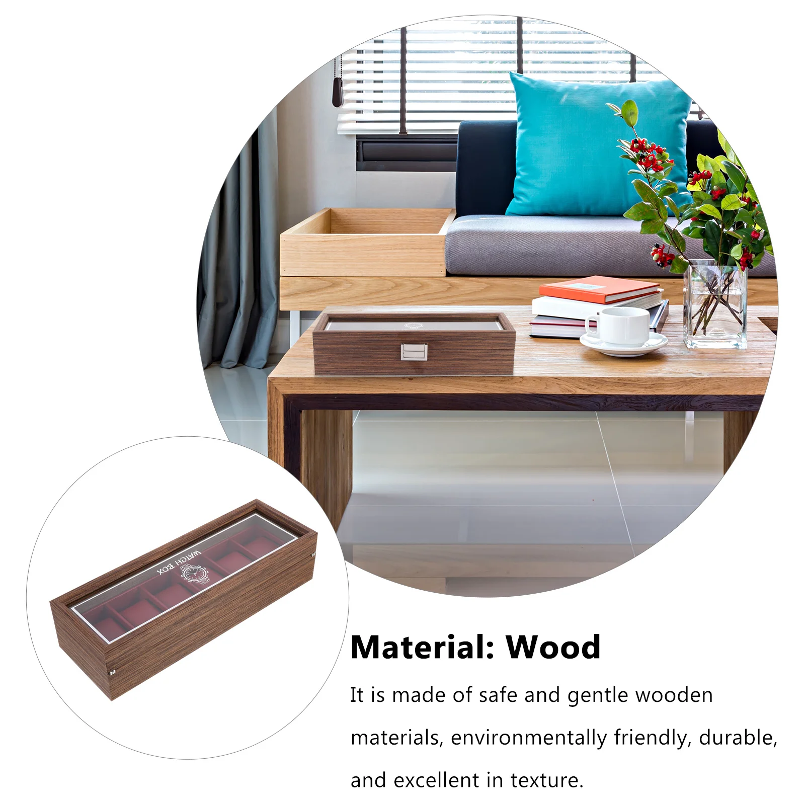 

6 Slot Watch Storage Box Wooden Watch Organizer Case Vintage Style Display for Collectors Gift Ready Scratch Proof Design