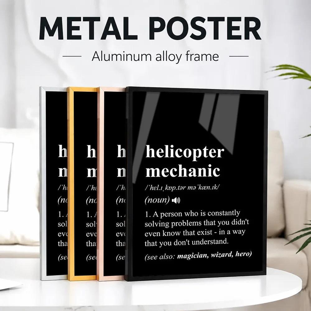 Helicopter Mechanic Funny Framed Metal Print Customized Photo Clean Workplace Style Wall Art For Home Office Professional Gift