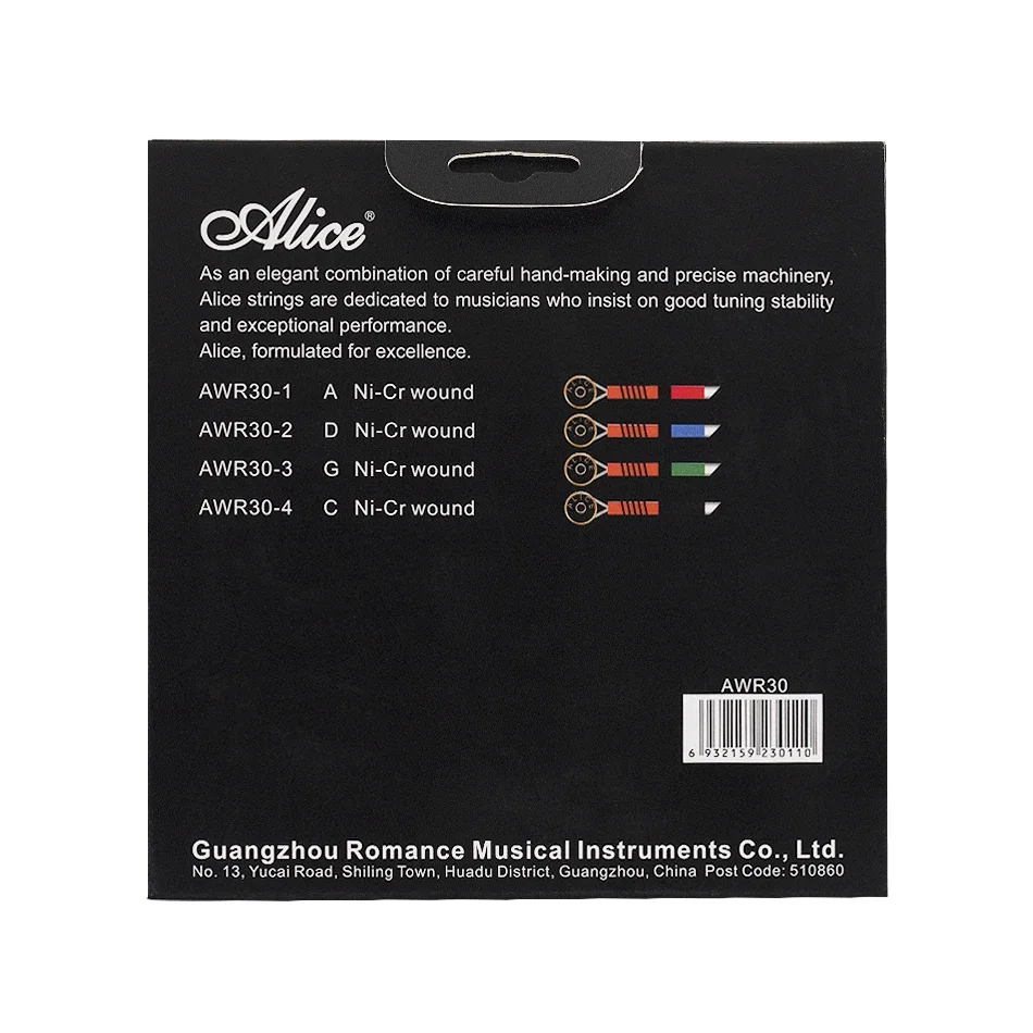 Alice AWR30 Cello Strings Ni-Cr Winding and Multifilament Synthetic Nylon Core For 4/4 Cello Performance Using Cello Strings