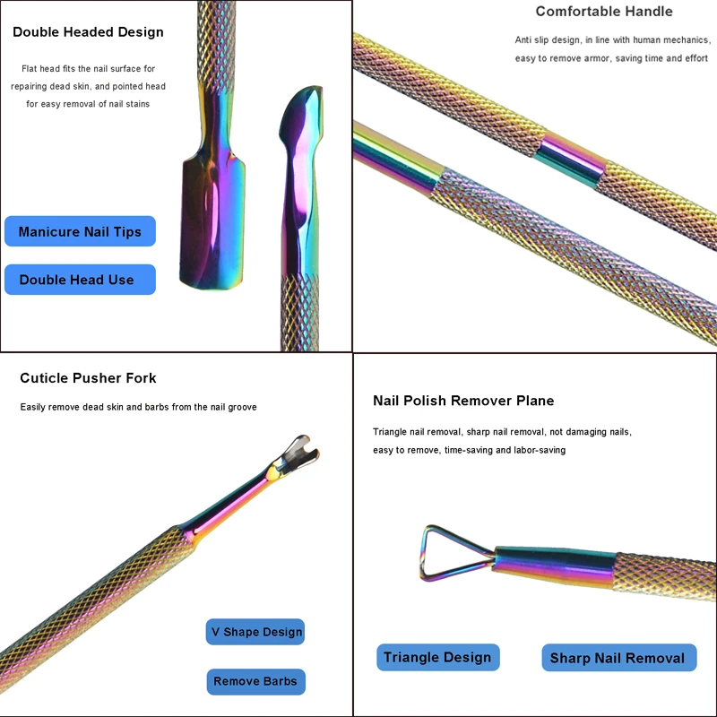 3 Pcs/Set Professional Stainless Steel Nail Cutter Scissor Nippers Muti Function Cuticle Pusher Remover Nail Care Manicure Kits
