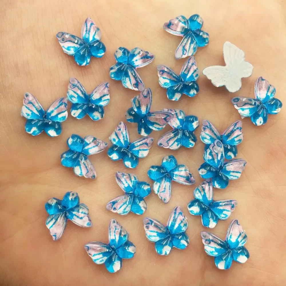 Resin Glitter Colorful 10mm Kawaii Mini Butterfly Flatback Rhinestone Figurines Nail Art Earrings Accessorie DIY Scrapbook Craft