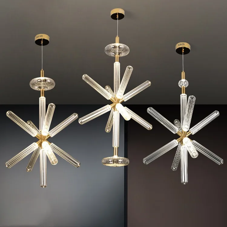 Postmodern Light Luxury Art Striped Glass Pendant Lamp Simple Personalized Creative Designer for Restaurant Living Room Decor