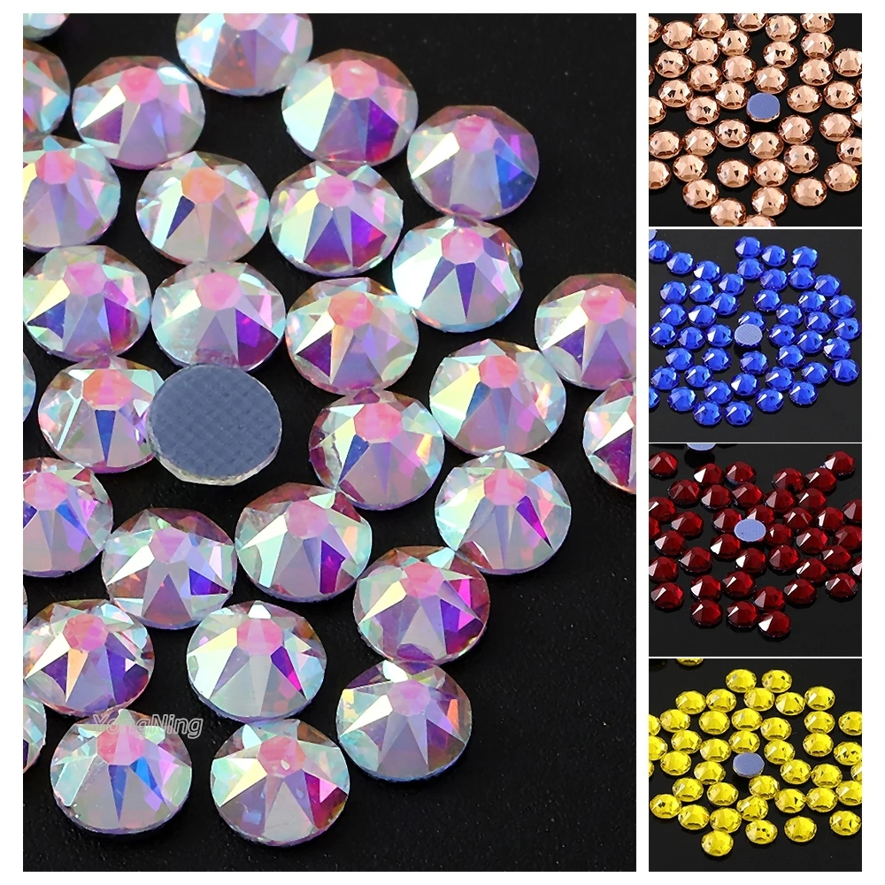 Yongning glass crystals stone strass glitters for nail garment wedding 8 Big 8 Small hotfix  Rhinestones 2088 flatback