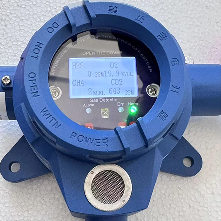 Analizador de gas 4 en 1 montado en la pared OEM CO H2S O2 Ex Detector de gas fijo compuesto