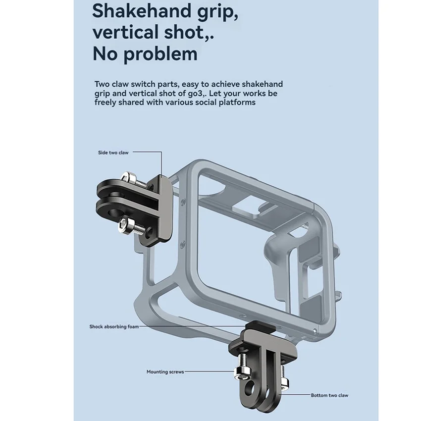 1 PC โลหะกรงกรอบป้องกันรองเท้าเย็น + ป้องกัน + อะแดปเตอร์ + ประแจสําหรับ Insta360 GO3S/GO3 กีฬากล้องอุปกรณ์เสริม