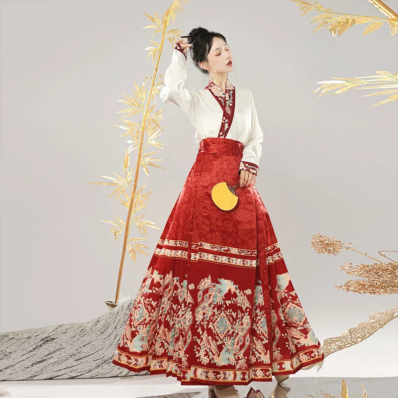 Ming Hanfu aircraft sleeve new Chinese style horse face dress tuta da pendolarismo quotidiana da donna