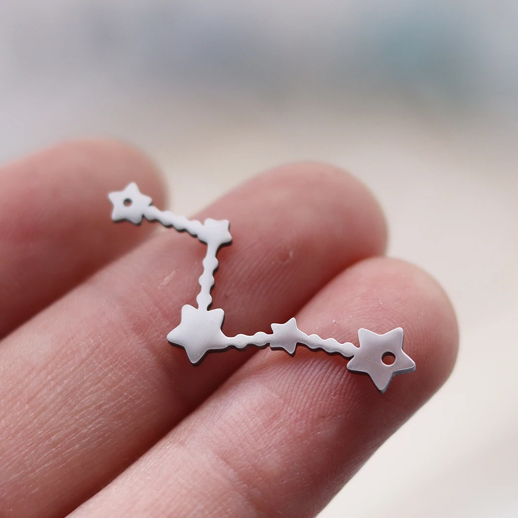 3PCS/Lot  Star Earrings Sterling Earring Pendant  Connectors  Metal Wind Geometric Earrings Ins In A Row of Five-pointed Stars